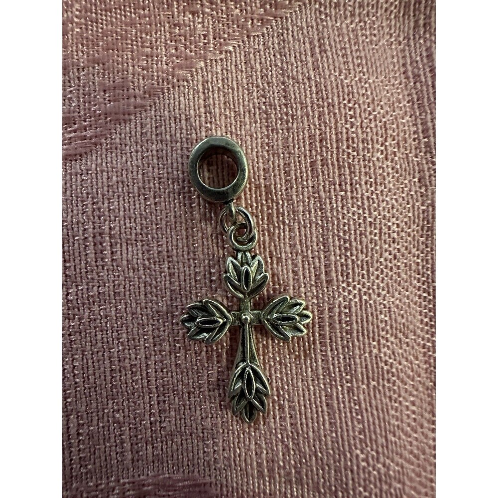 Large Tibetan Silver Tone Floral Leaf Cross Pendant Religious Jewelry Aprox 2"